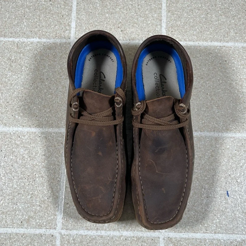 Clarks Shacre II Run Men's 8 Brown Leather Wallabee Shoes Beeswax Leather
